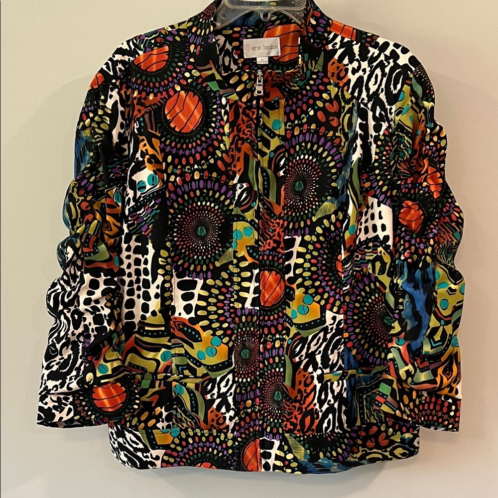Erin London - xl,‎ art to wear jacket, 3/4 ruffled sleeves